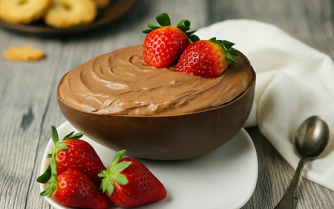 Dessert aux œufs de Pâques fourrés de crème au chocolat