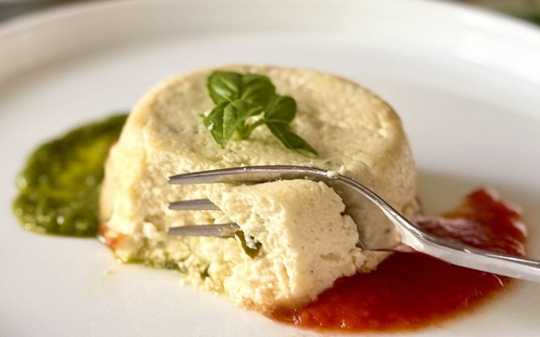 Flan salé à la ricotta, au citron et au basilic