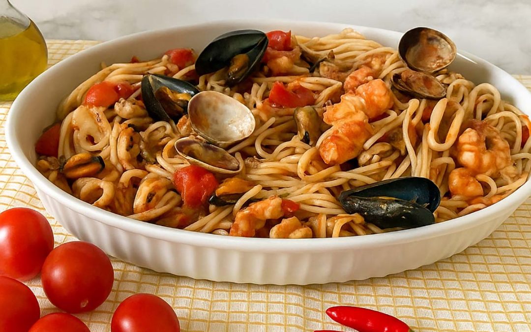 Spaghetti allo Scoglio (recette italienne de pâtes aux fruits de mer)