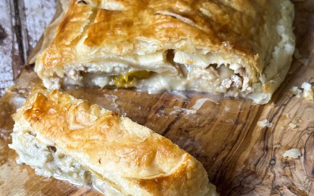 Strudel italien aux poires, au gorgonzola et aux noix