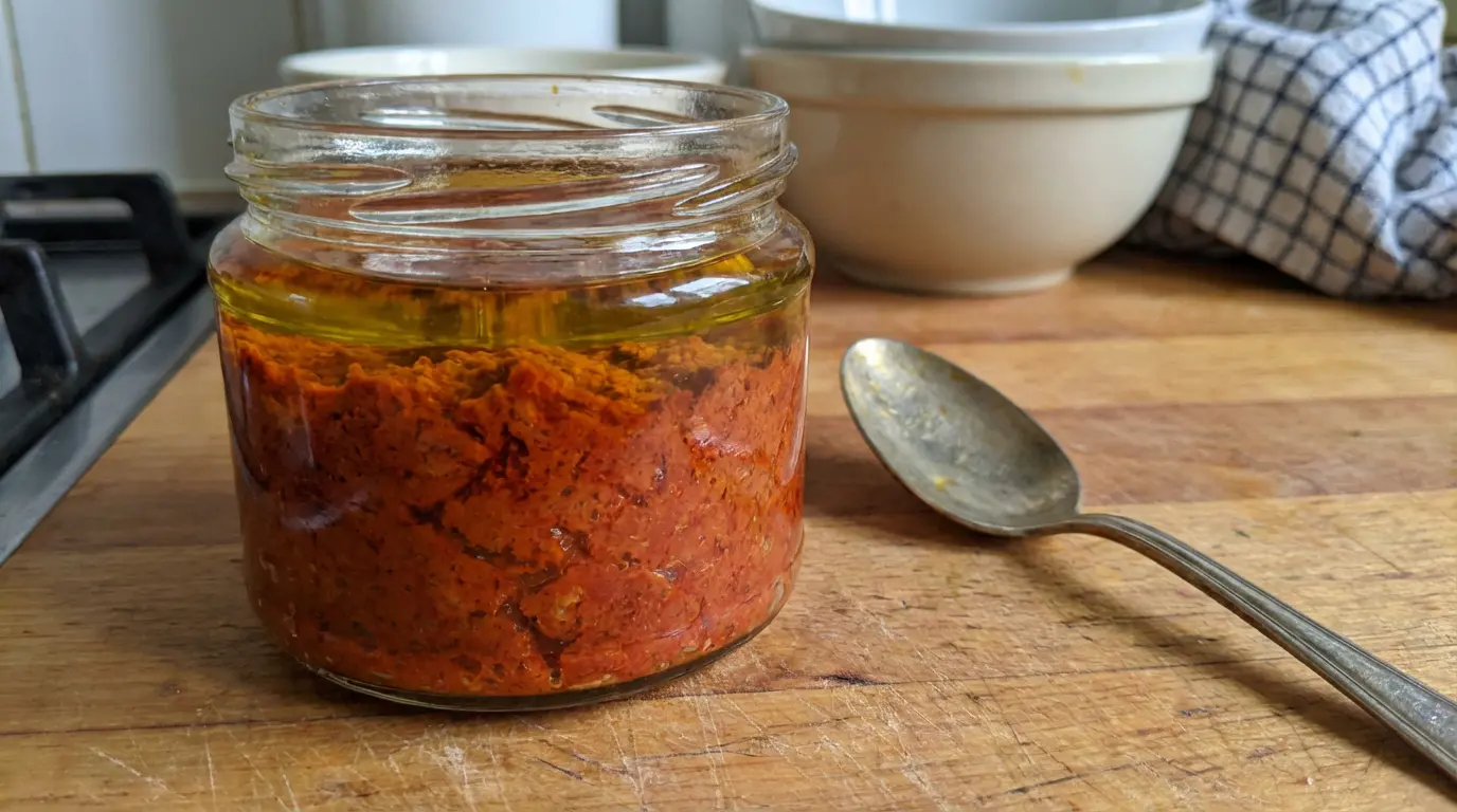 Conservation nduja pot verre avec huile olive