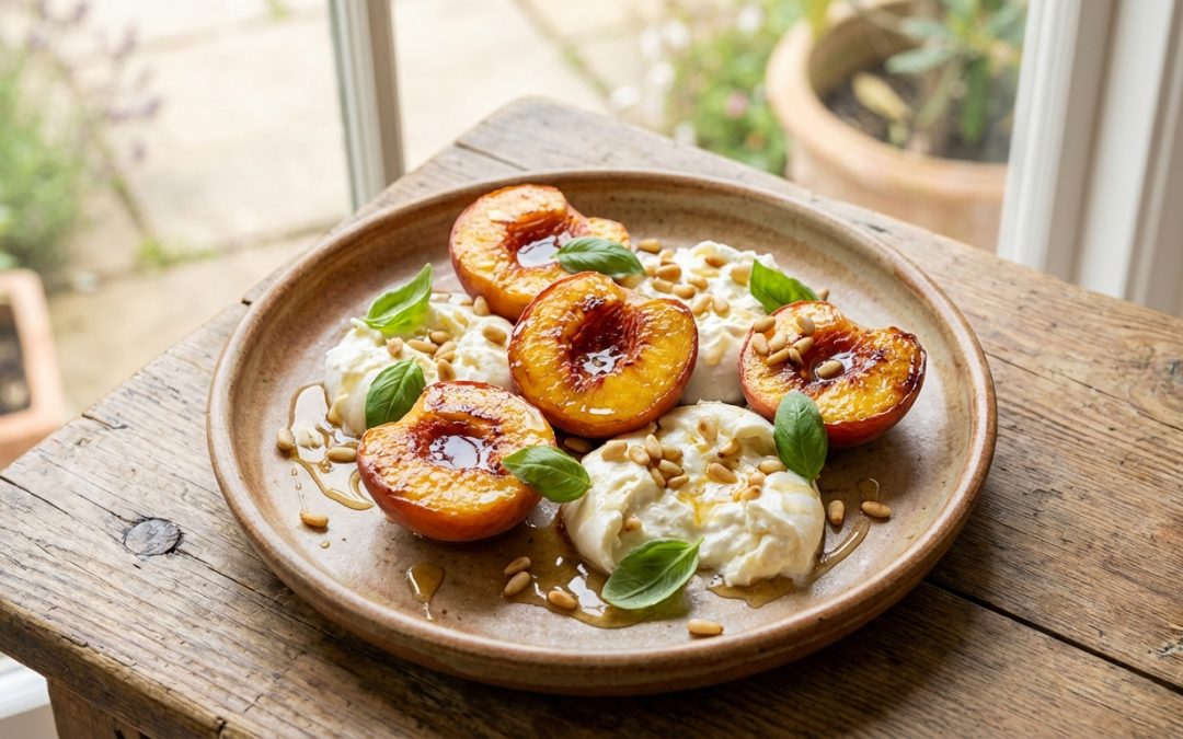 Recette Pêche Rôtie Burrata : Les Secrets de Chef Michel pour un Été Gourmand