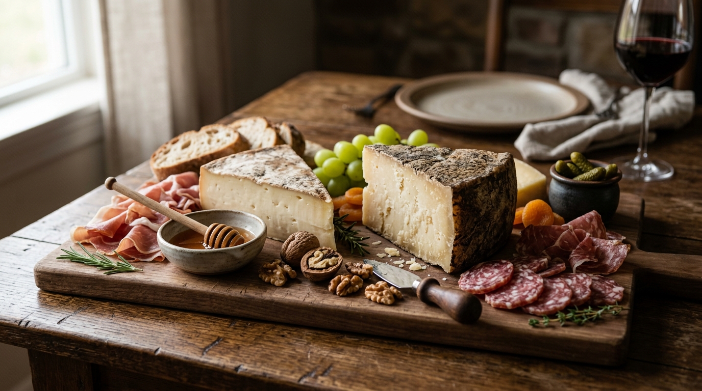 Plateau de fromages italiens avec provolone et fontina