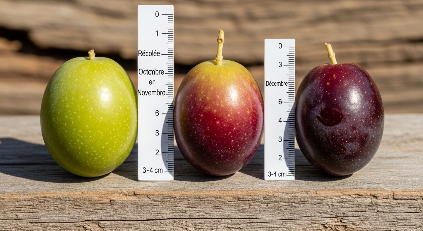 Olives taggiasche vertes violettes et noires stades maturité