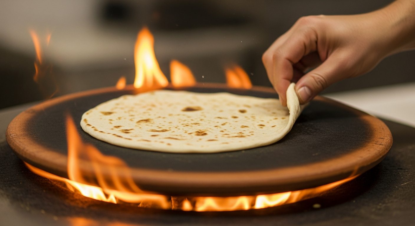 Cuisson piadina romagnola sur testo traditionnel 280 degrés