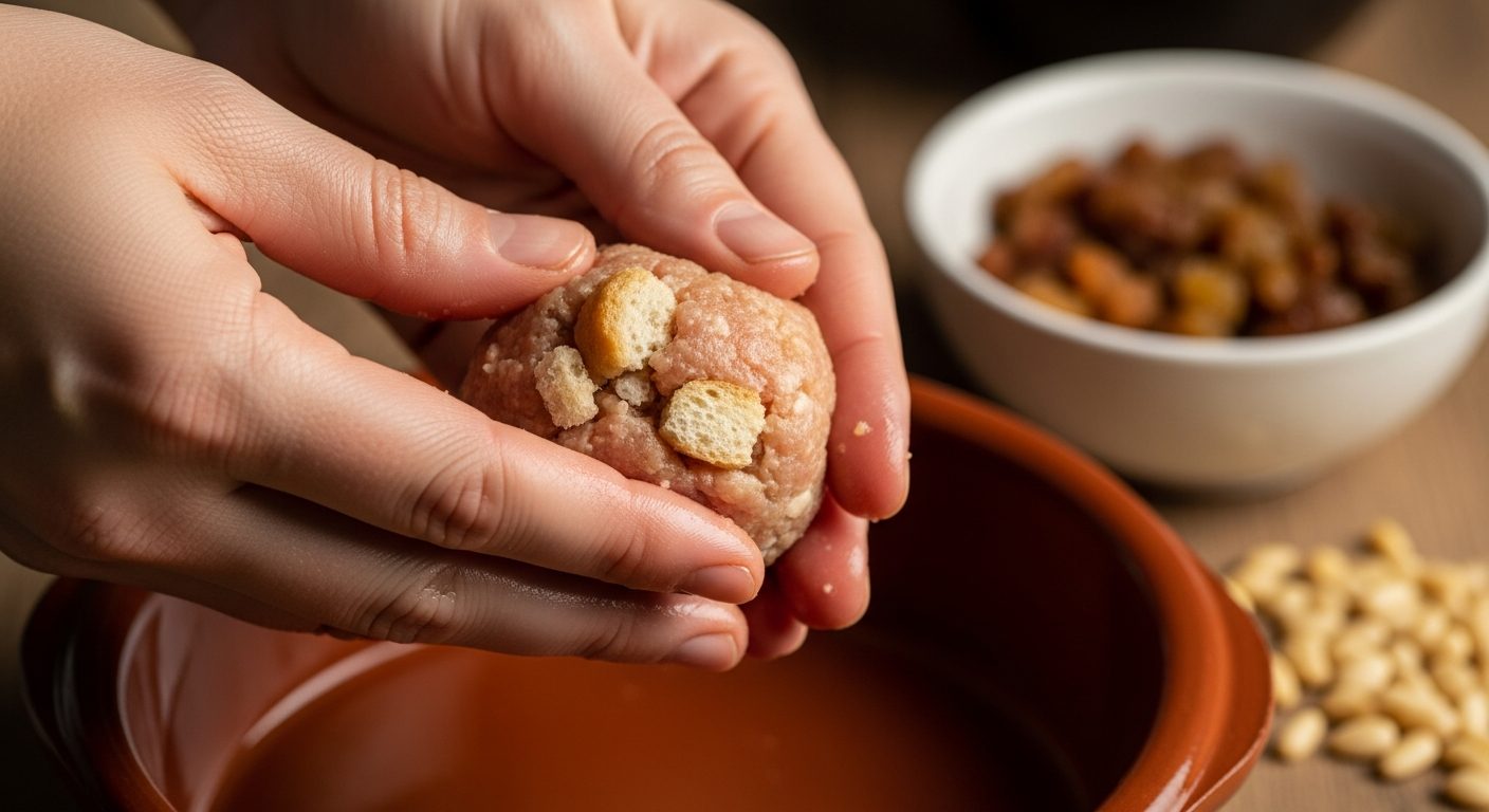 Façonnage main humide polpette napolitaine taille grosse noix