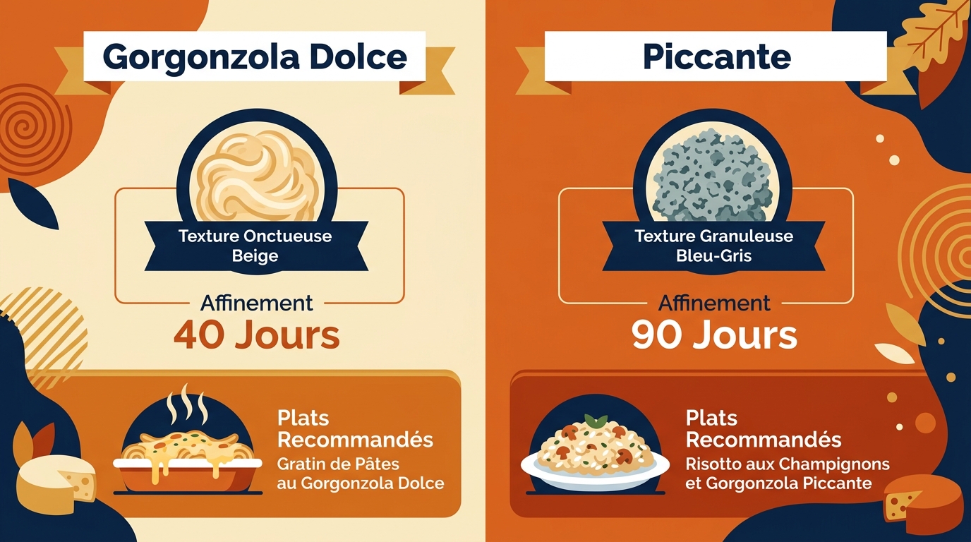 Différence gorgonzola dolce et piccante AOP pour recette butternut
