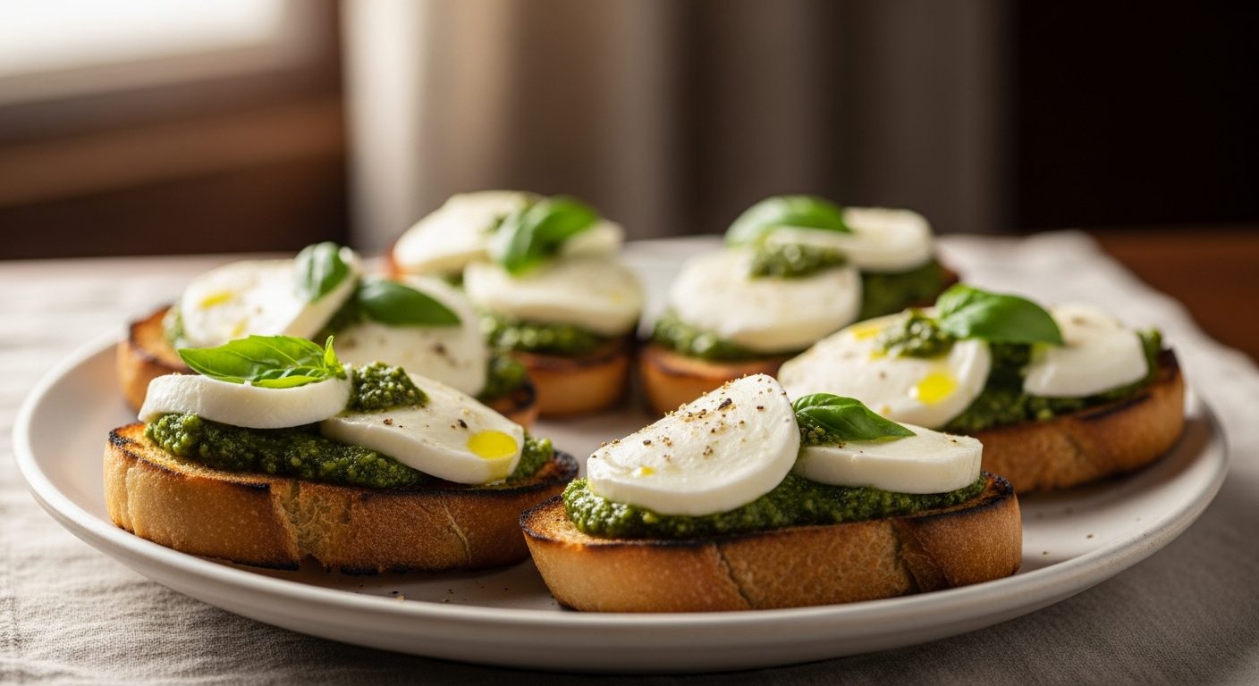 pesto-mozzarella-bruschetta_cover Pesto mozzarella bruschetta : le secret de l'oncle italien pour un croquant inratable