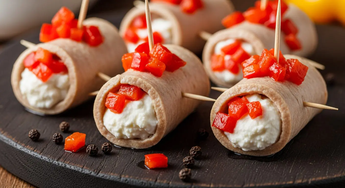Roulades apéritives spianata ricotta et poivrons