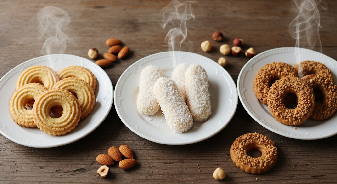 Trois variétés de spritz de Noël : amande, coco et noisette