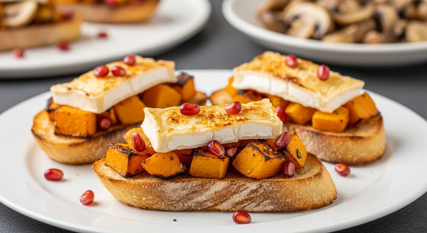 Bruschetta butternut chèvre chaude gratinée hiver