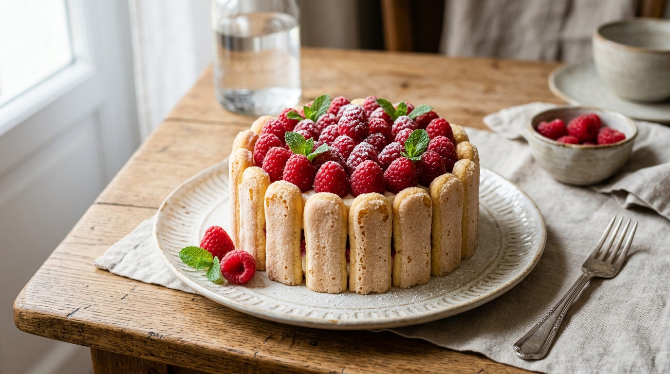 Charlotte aux framboises mascarpone : la recette inratable à la crème ferme