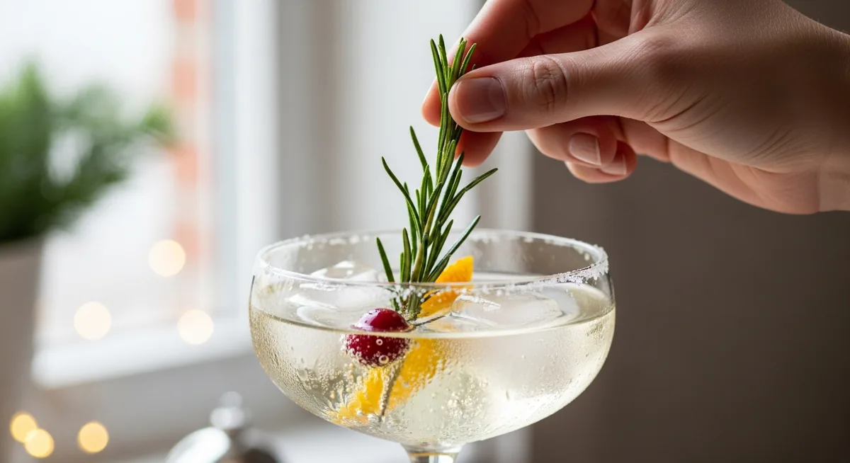 Trois cocktails au prosecco de Noël colorés sur plateau