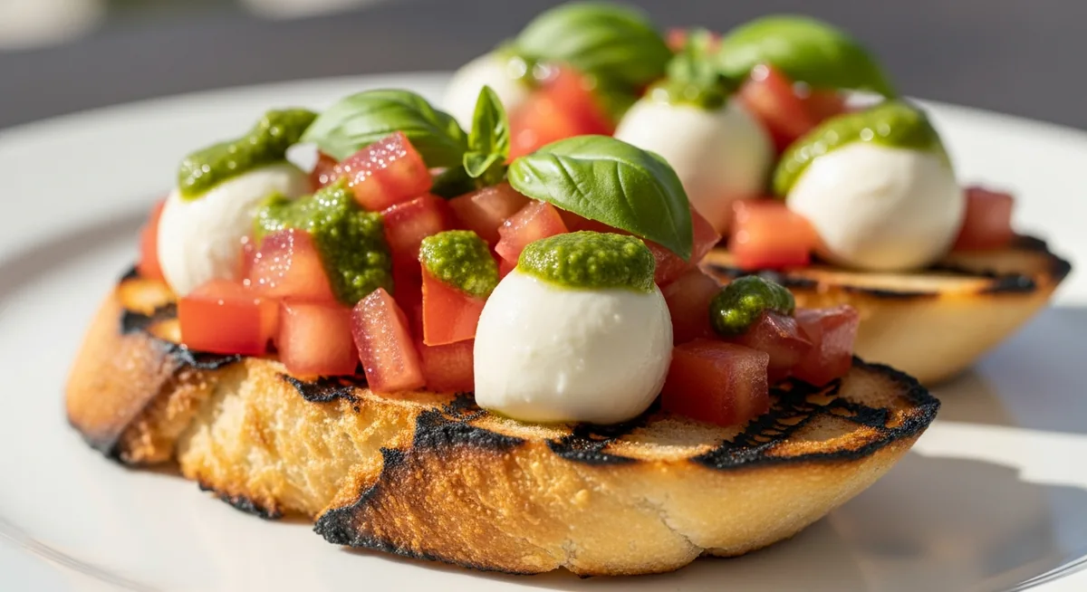 Schéma comparaison cuisson four versus grill pour bruschetta