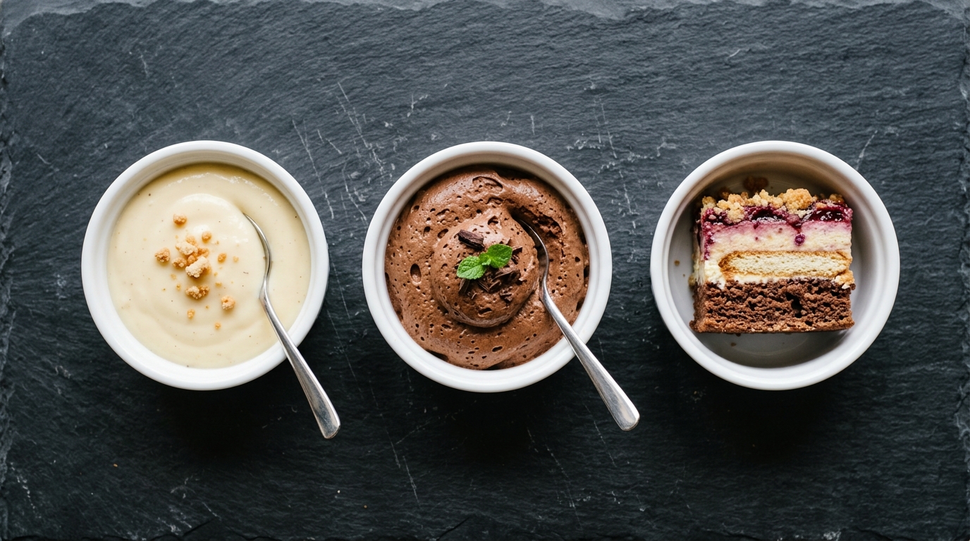 Comparaison trois desserts fraises mascarpone : crème, mousse et gâteau