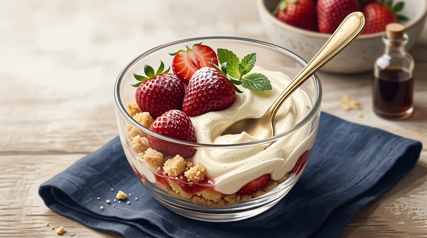 Schéma montage verrine fraises mascarpone en 3 couches