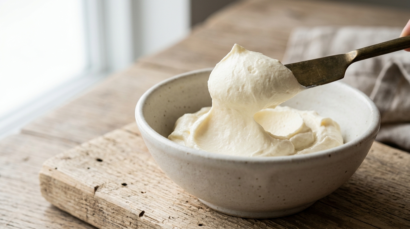 Texture crème mascarpone ferme pour tiramisu aux fraises