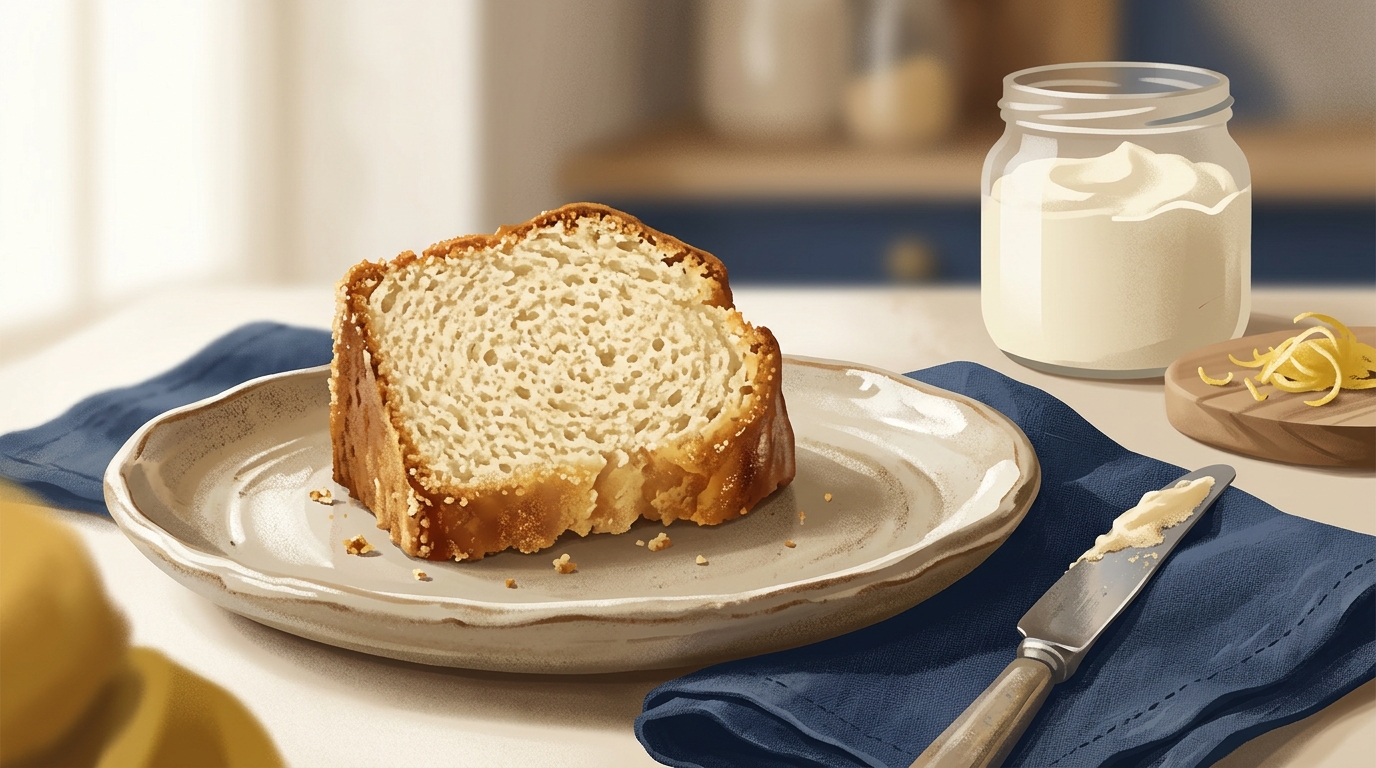 Tranche de gâteau au mascarpone texture moelleuse et aérée