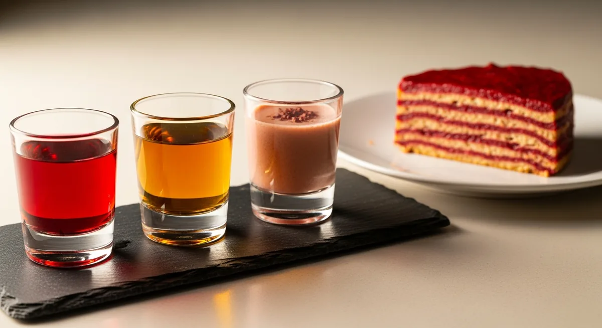 Comparaison visuelle liqueurs alternatives et dessert zuppa inglese