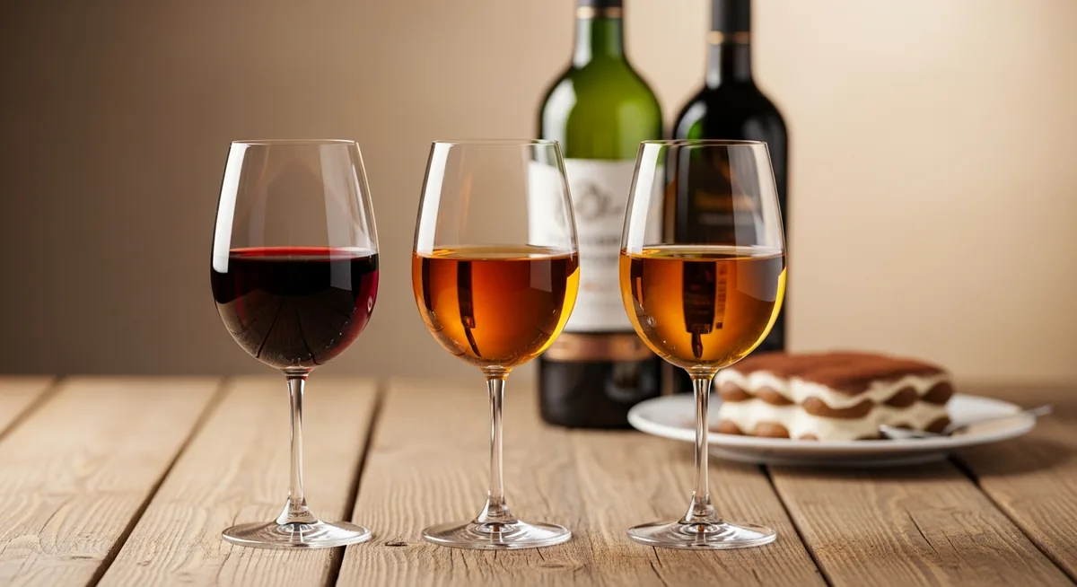Comparaison visuelle Porto Marsala Madère dans des verres à vin