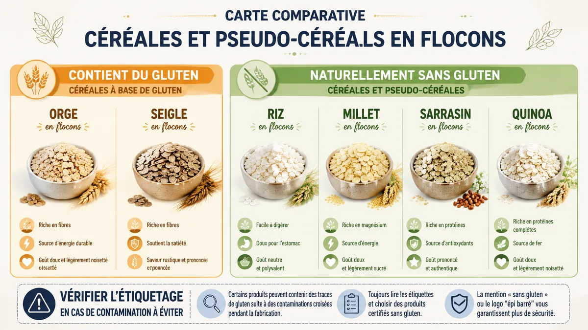 Céréales avec ou sans gluten pour remplacer l’avoine