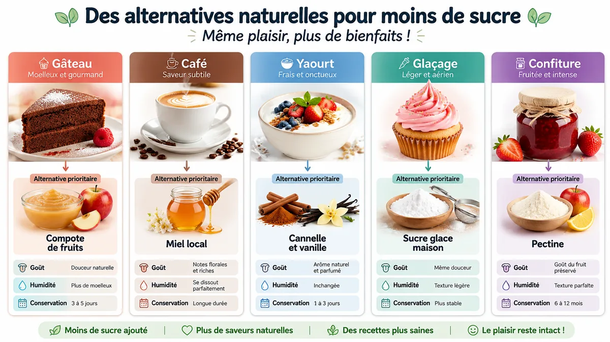 Alternatives au sucre classées par usage culinaire