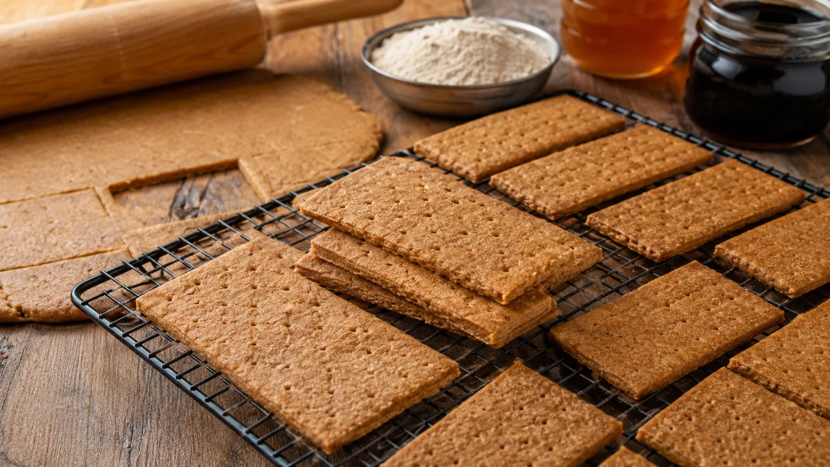 Biscuits Graham maison dorés sur une grille