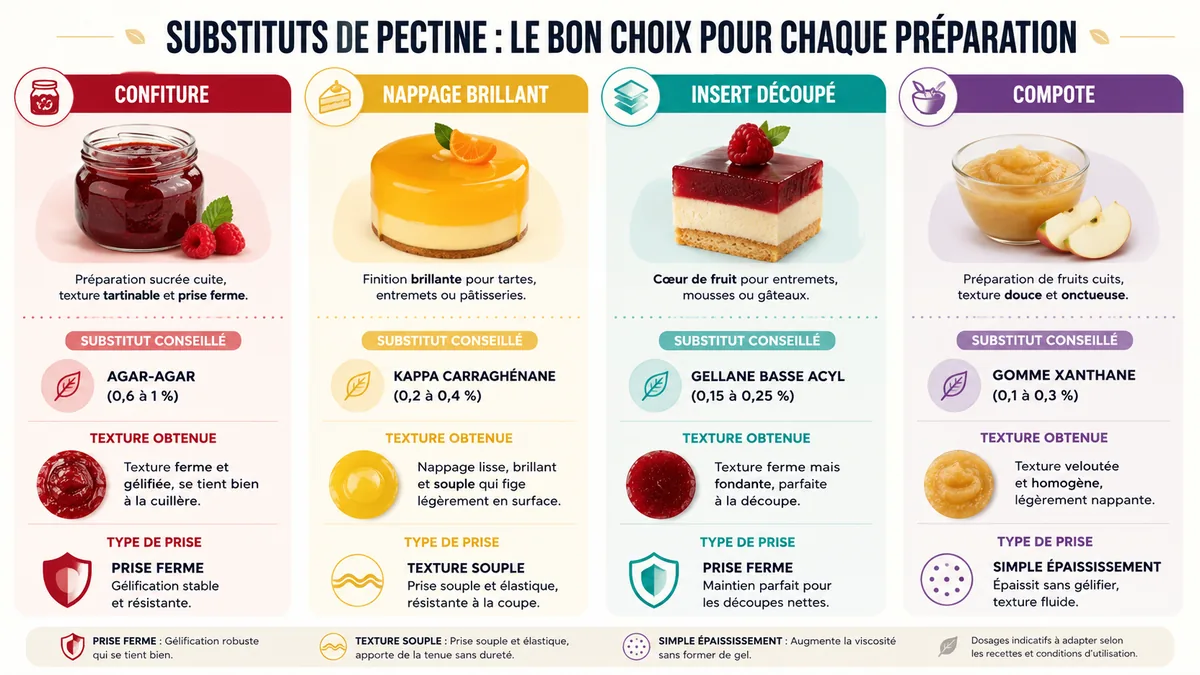 Choix du substitut de pectine selon quatre préparations