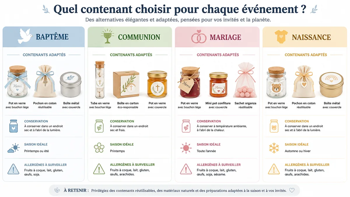 Comparatif des cadeaux invités selon l'événement