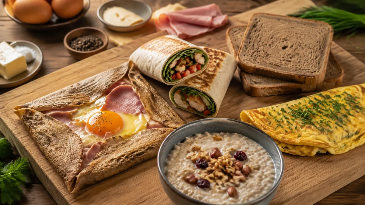 Galette de sarrasin wrap omelette et porridge sans pain