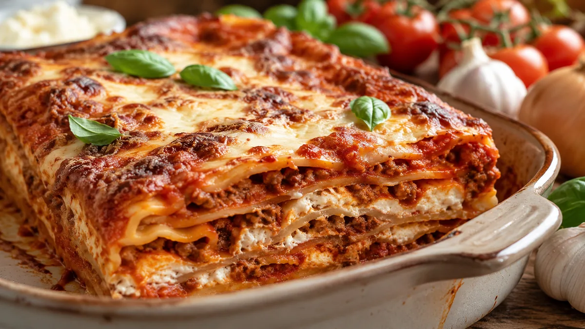 Part de lasagnes bolognaise sans béchamel à la ricotta
